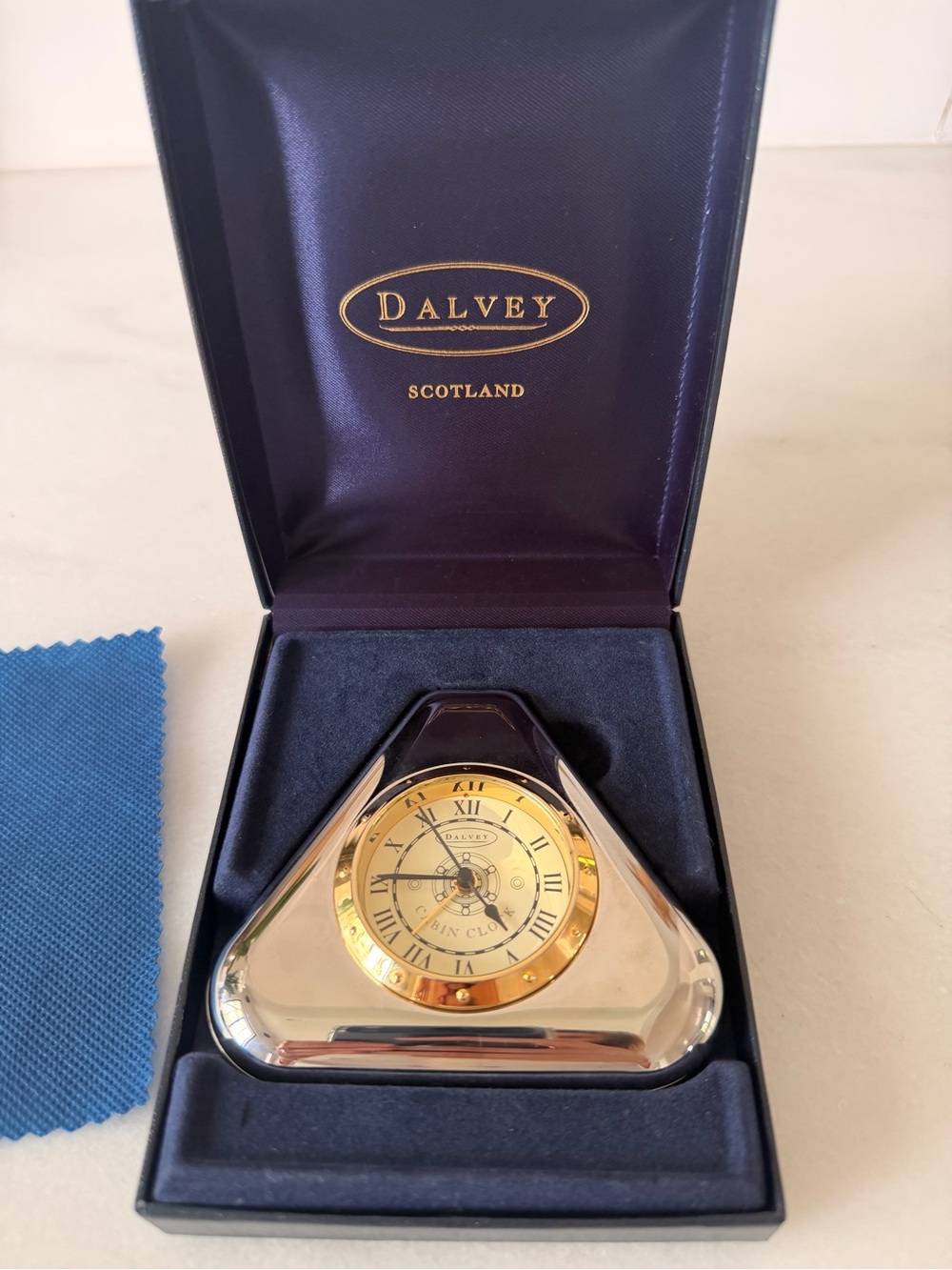 Dalvey Scotland Gold & Silver cabin Clock - Triangular Crystal Design